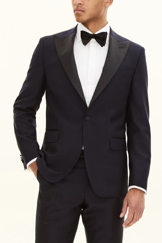 Mörkblå tuxedo med svart satäng herr