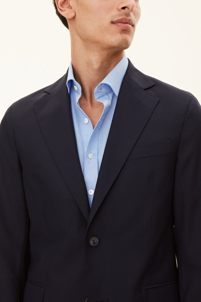 Ego Slim Fit Microstructure Kavaj - Mörkblå – detalj