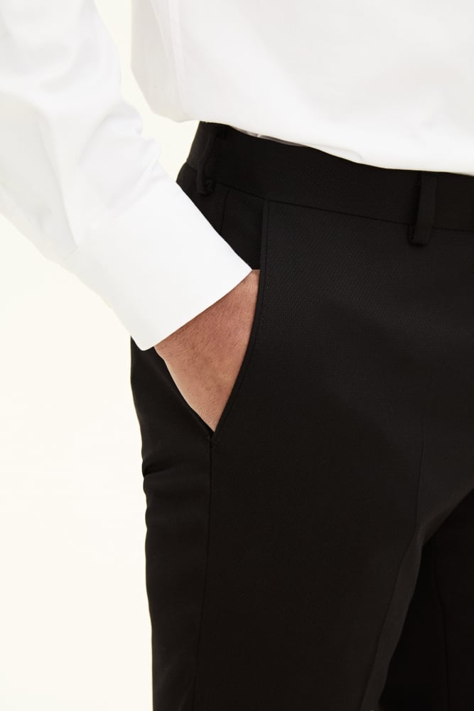 Denz Slim Fit Byxor Tropical Wool - Svart – baksida