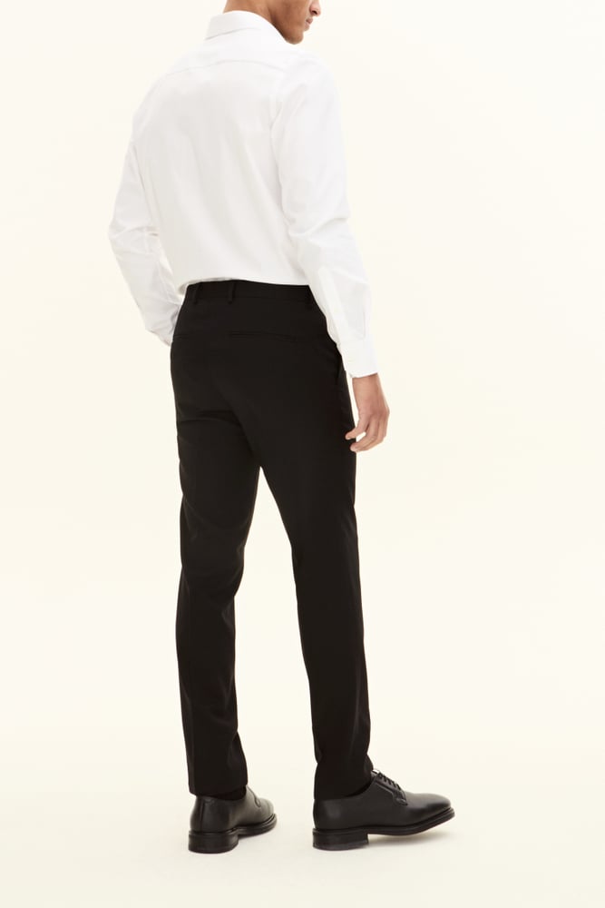 Denz Slim Fit Byxor Tropical Wool - Svart – detalj