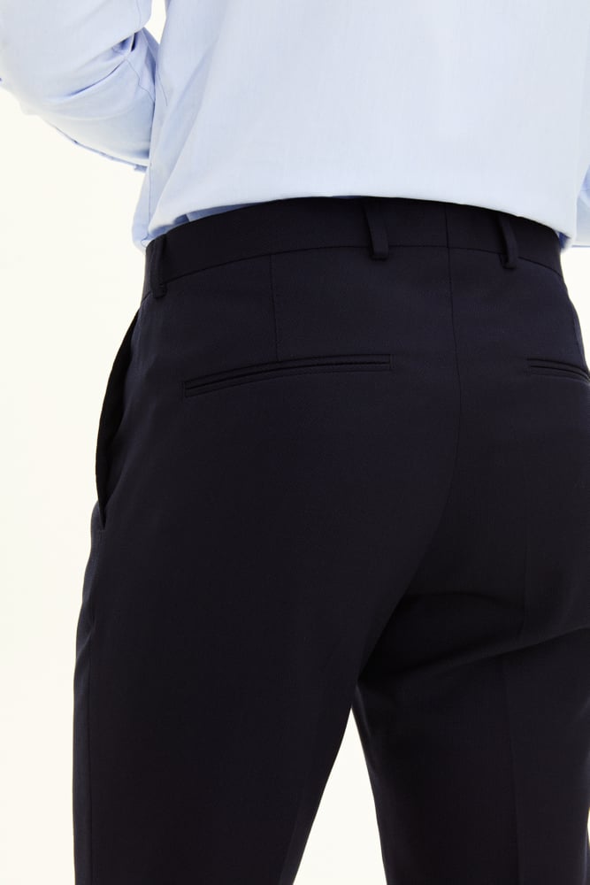 Denz Slim Fit Byxor Tropical Wool - Mörkblå – baksida