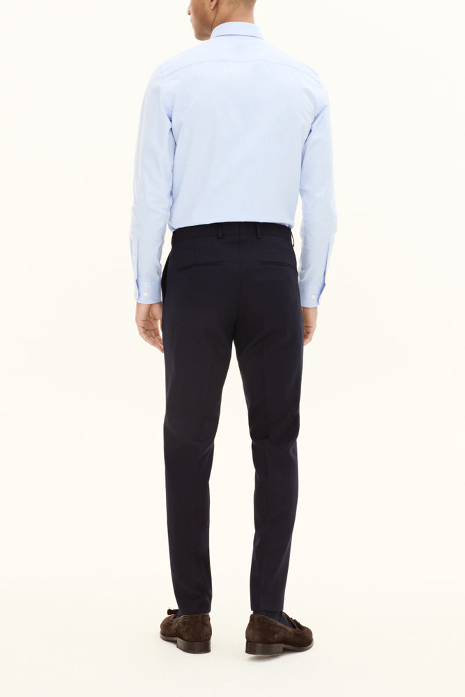 Denz Slim Fit Byxor Tropical Wool - Mörkblå – närbild