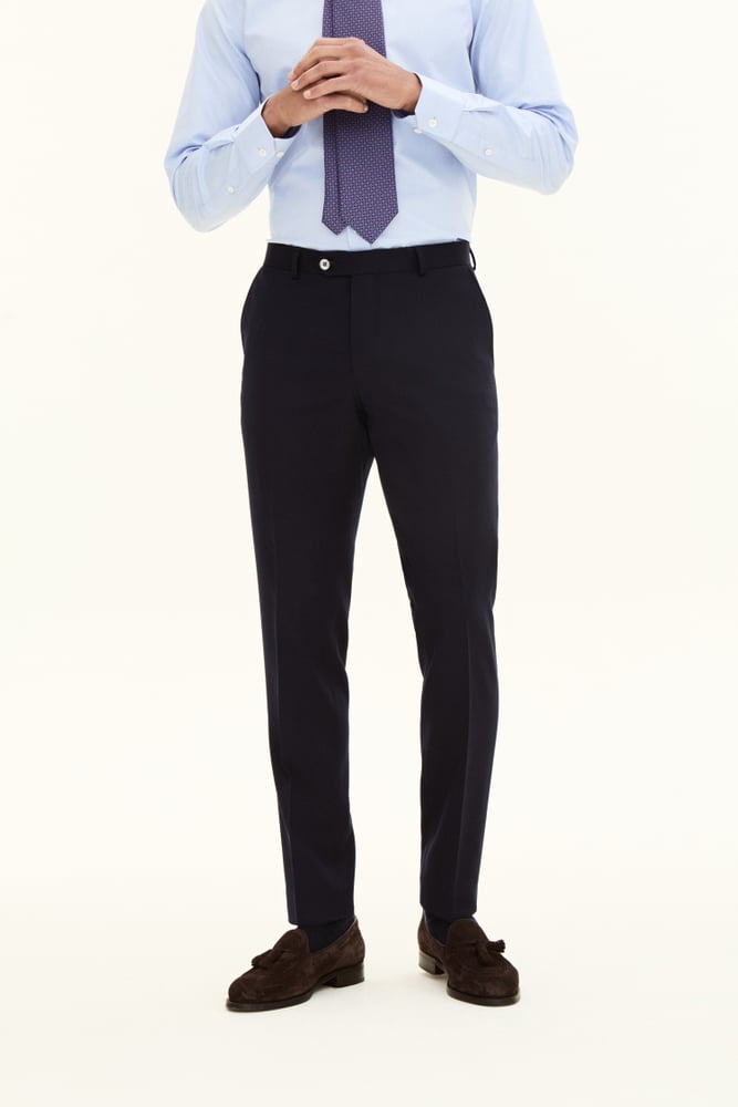 Denz Slim Fit Byxor Tropical Wool - Mörkblå – närbild