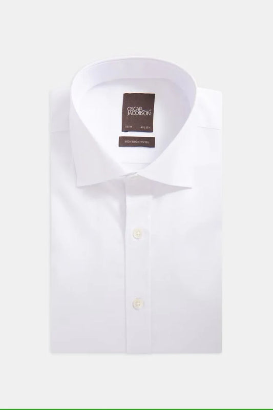 Vikt vit skjorta herr, slim fit, cut away-krage, non-iron twill, tre knappar fram