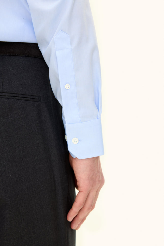 Regular Fit Cut Away Non-Iron Bomullsskjorta - Blå – baksida