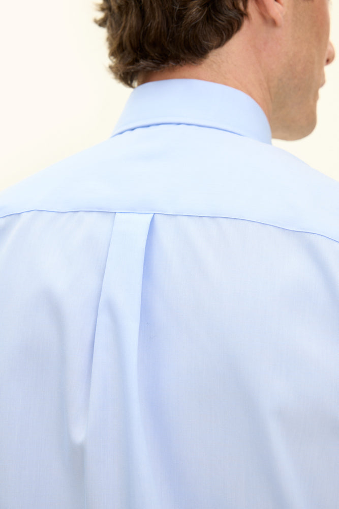 Regular Fit Cut Away Non-Iron Bomullsskjorta - Blå – detalj