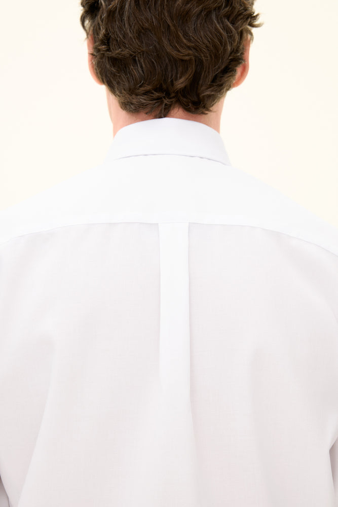Regular Fit Cut Away Non-Iron Bomullsskjorta - Vit – detalj