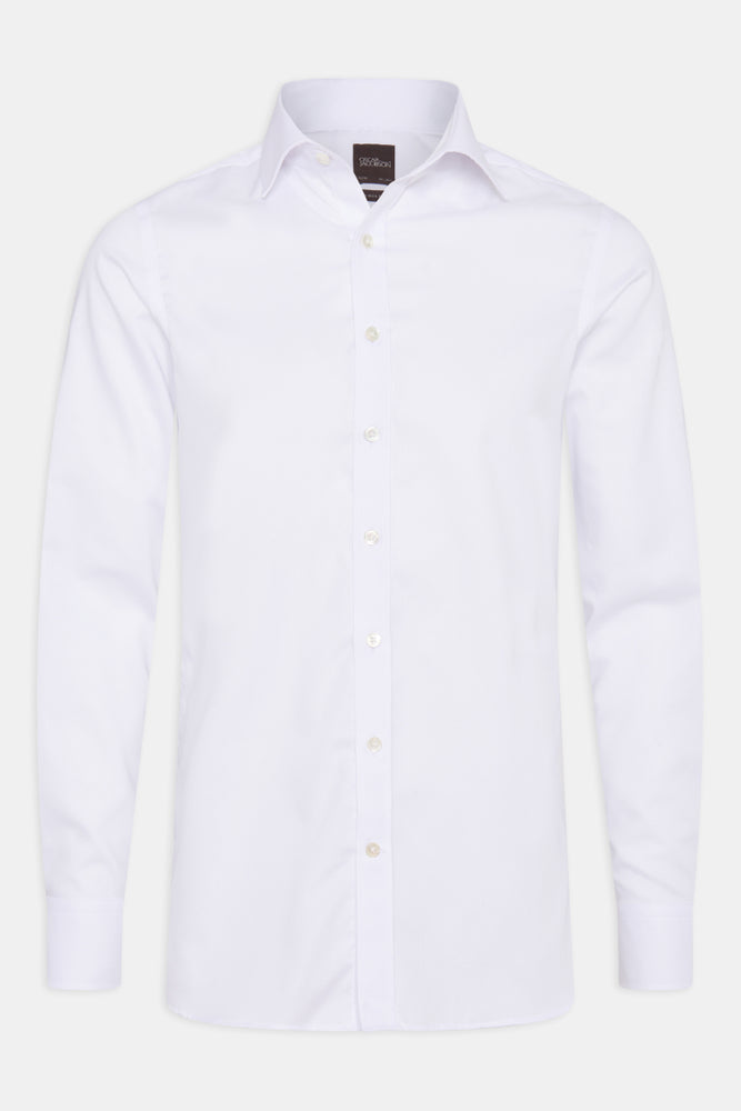 Regular Fit Cut Away Non-Iron Bomullsskjorta - Vit – framsida