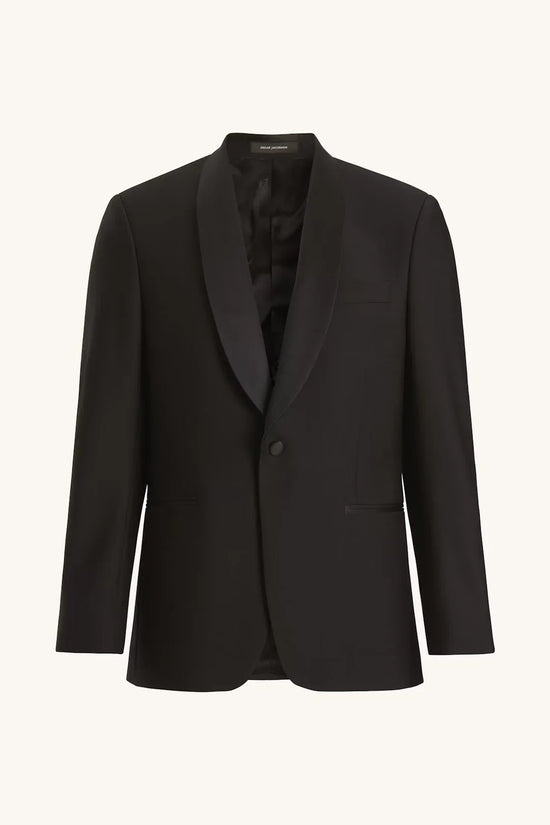 Svart herrkavaj med sjalkrage, klassisk modell för formella tillfällen