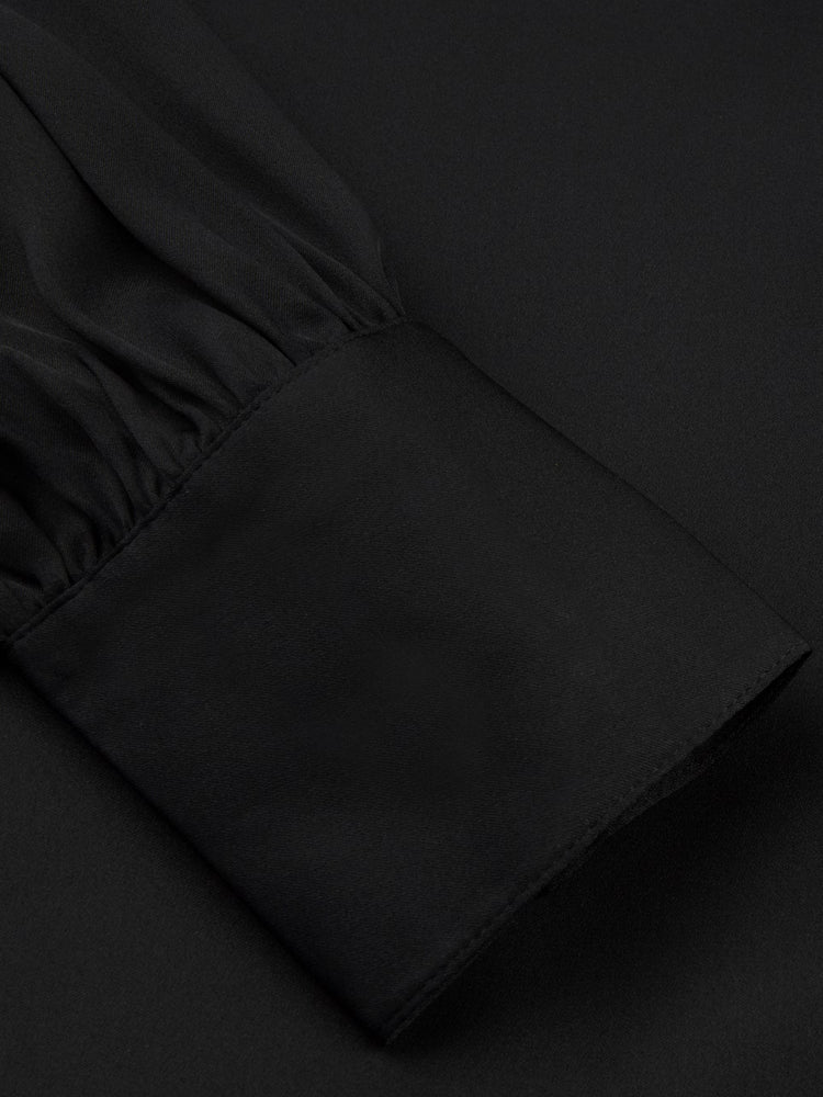 Selma Blouse, Bowtie Flyfront - Black
