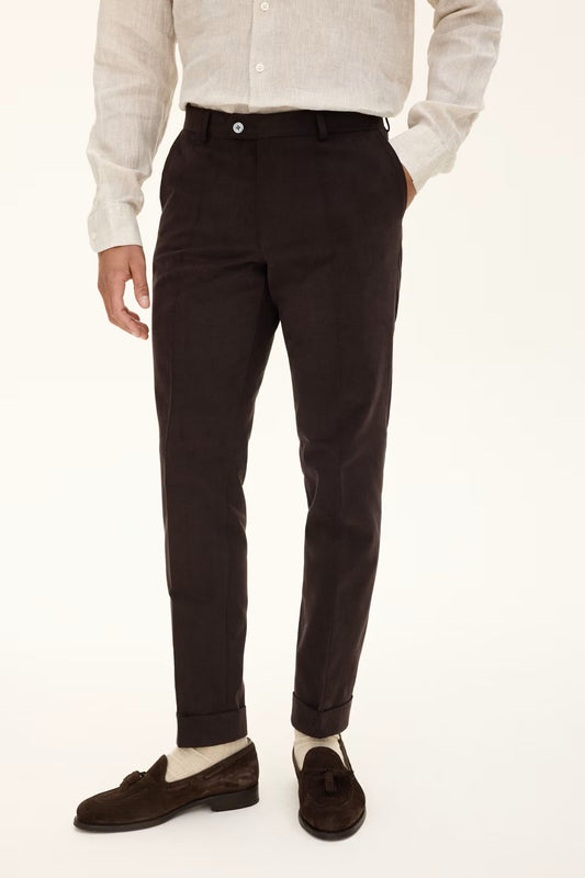 Denz Turn Up Trousers - Dark Brown