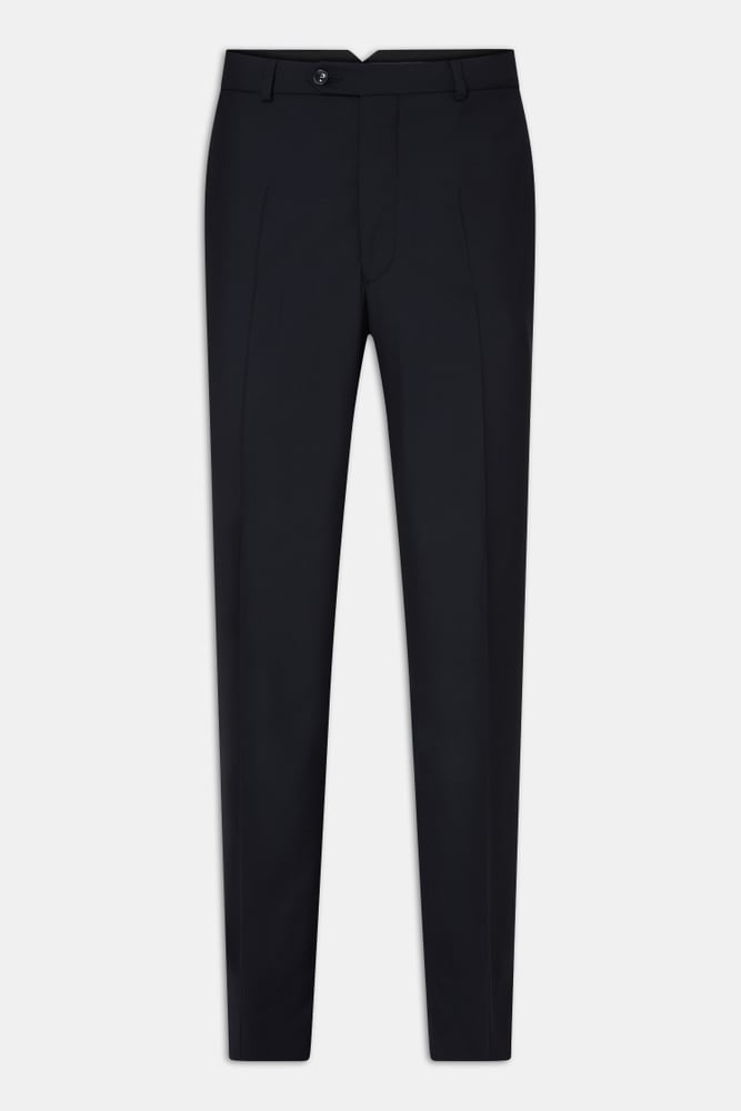 Del S Regular Fit Microstructure Byxor Hög Midja - Mörkblå – framsida