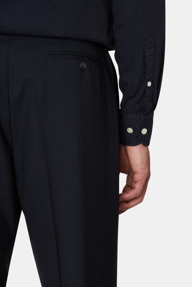 Del S Regular Fit Microstructure Byxor Hög Midja - Mörkblå – närbild