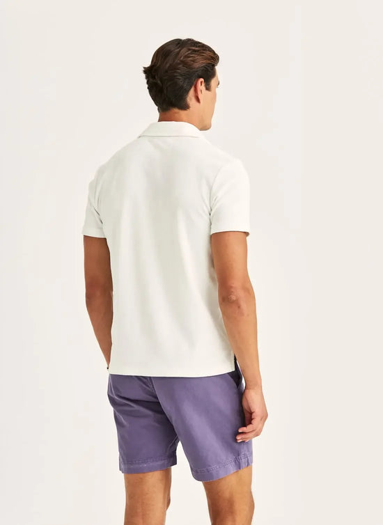 Off white pikétröja herr, kortärmad, lila shorts