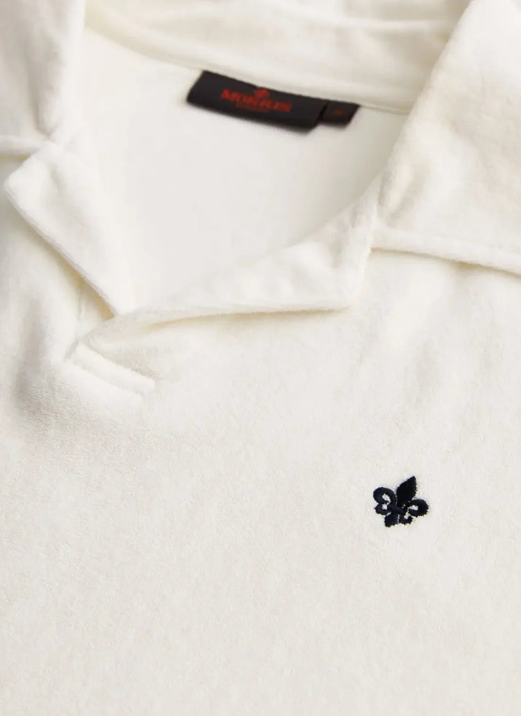 Morris off white pikétröja herr med broderad logotyp