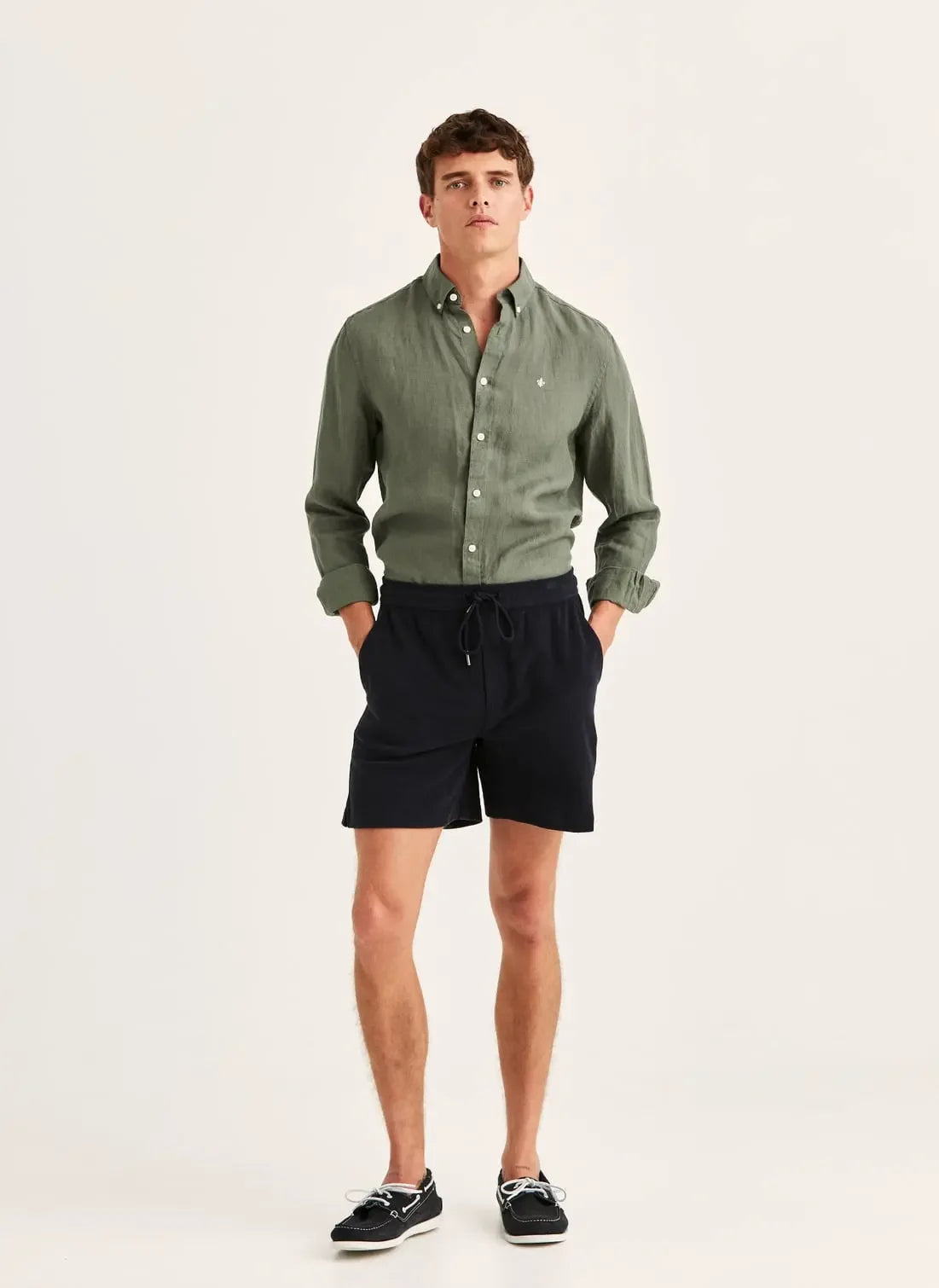 Delon Terry shorts herr marinblå med dragsko
