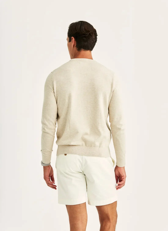 Riley O-neck beige tröja herr, khaki, långärmad stickad sweatshirt