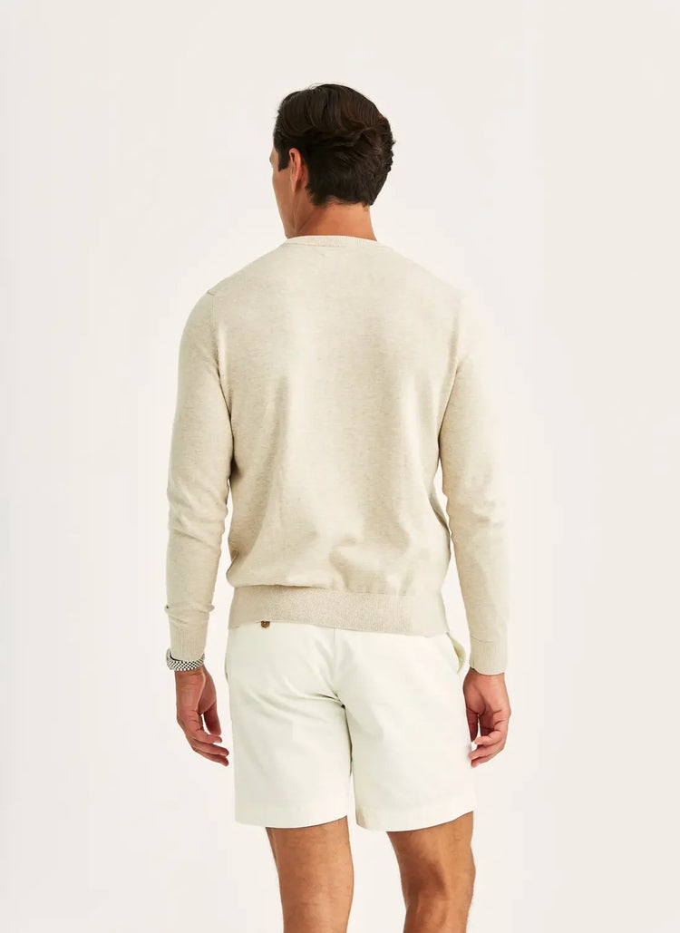 Riley O-neck beige tröja herr, khaki, långärmad stickad sweatshirt