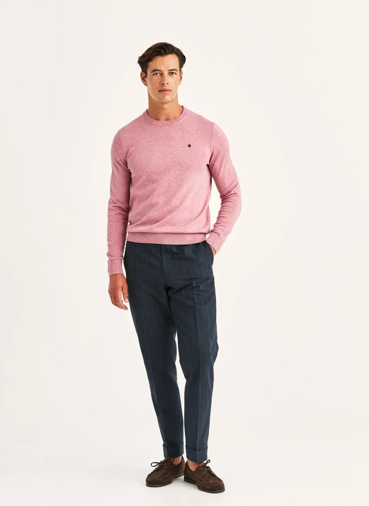 Riley O-neck rosa stickad tröja herr
