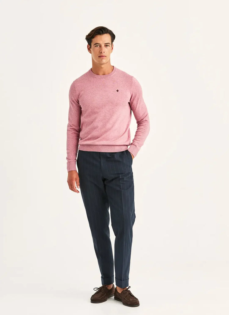 Riley O-neck rosa stickad tröja herr