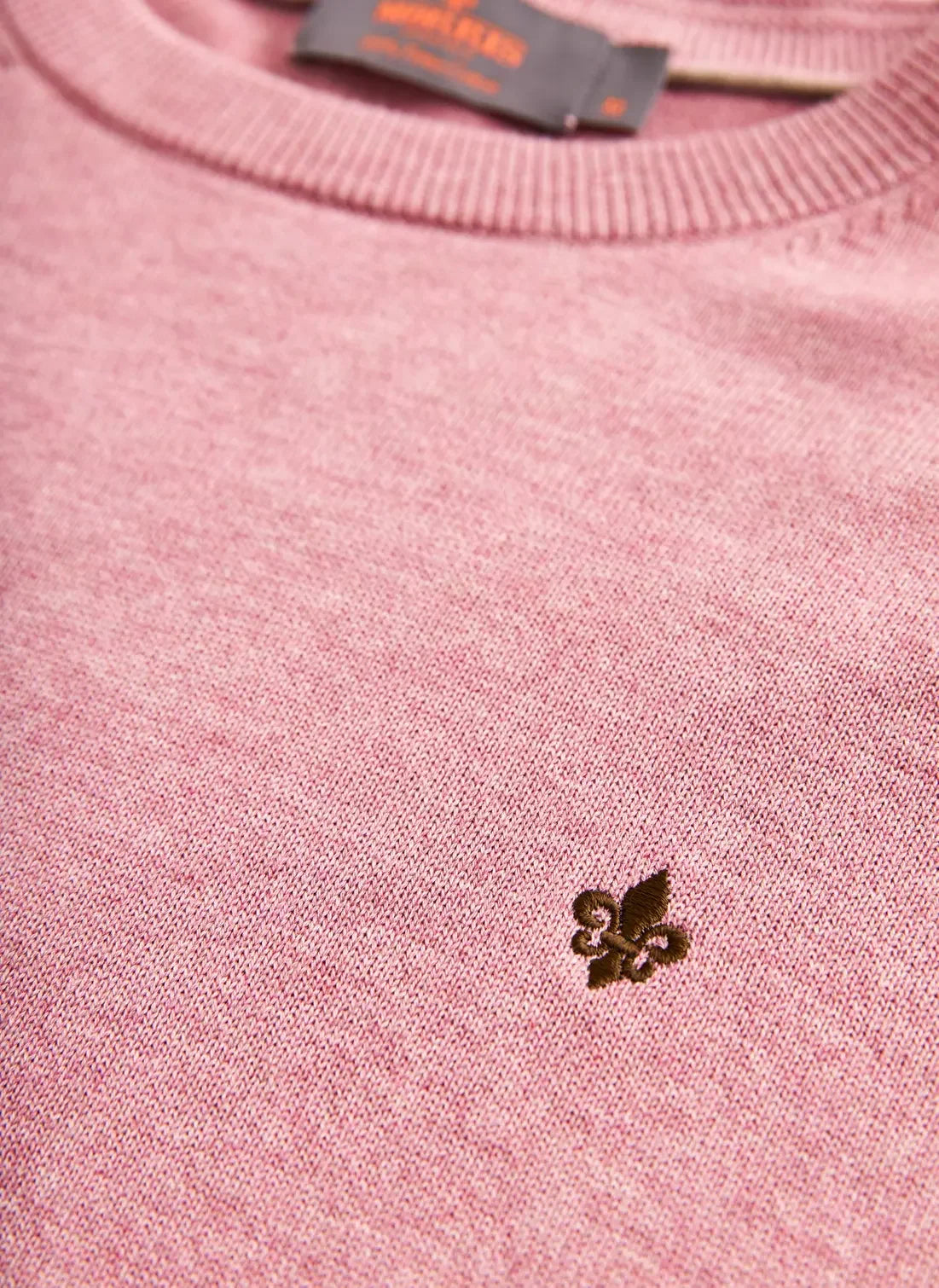 Riley O-neck tröja herr rosa bomull broderad detalj