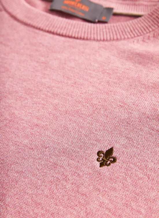 Riley O-neck tröja herr rosa bomull broderad detalj