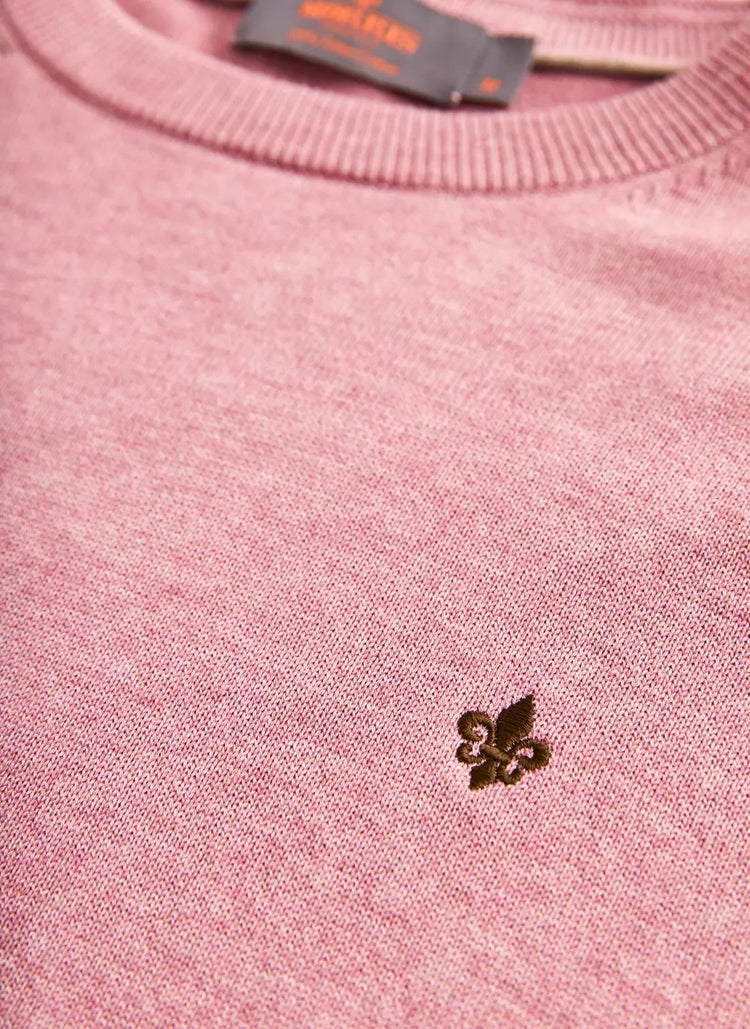 Riley O-neck tröja herr rosa bomull broderad detalj