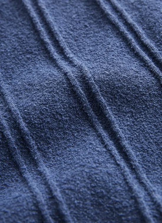 Clayton stickad blå kortärmad skjorta herr med texturerad yta