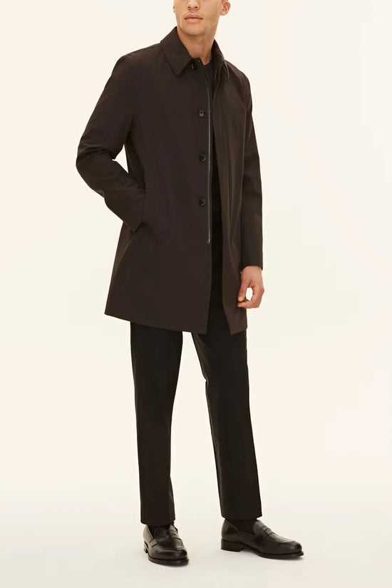Oscar Jacobson herr car coat i matt brun, stilren lång rock för män