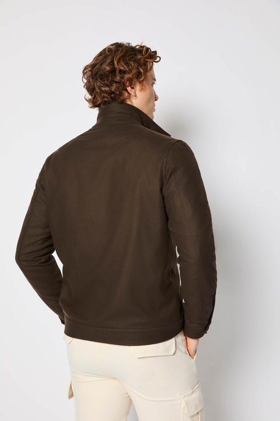 2829 S 52525 4 11 overshirt herr skjorta, brun ull, bakifrån