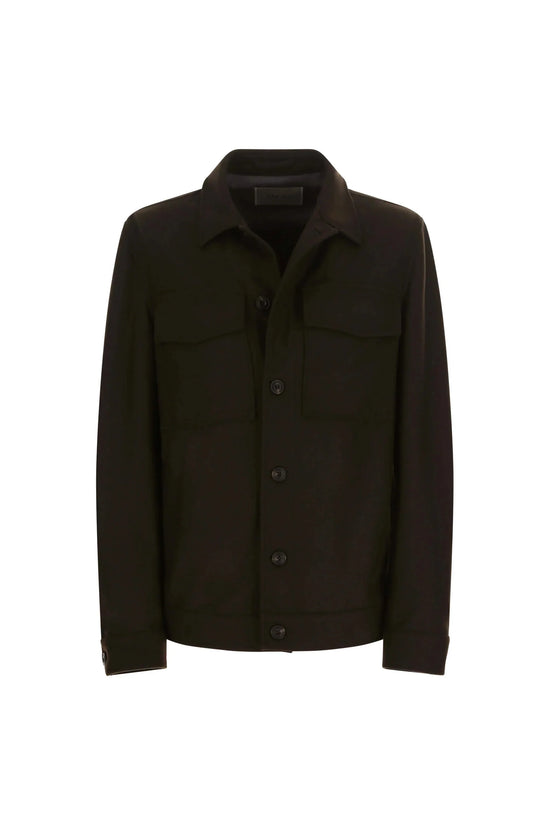90-overshirt herr overshirt i brun ull med fickor fram och knappstängning