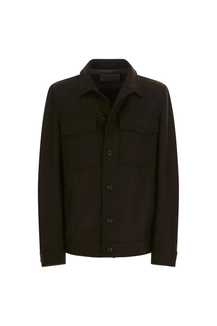 90-overshirt herr overshirt i brun ull med fickor fram och knappstängning