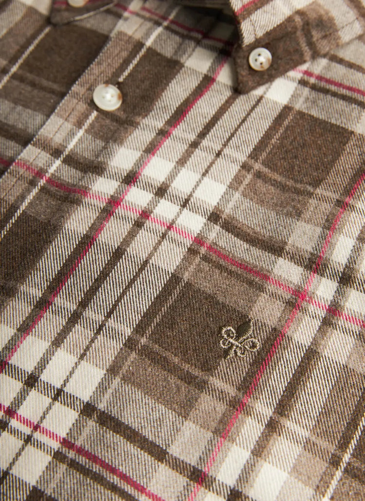 Happy Flannel Check Shirt-Classic Fit - 80 Brown