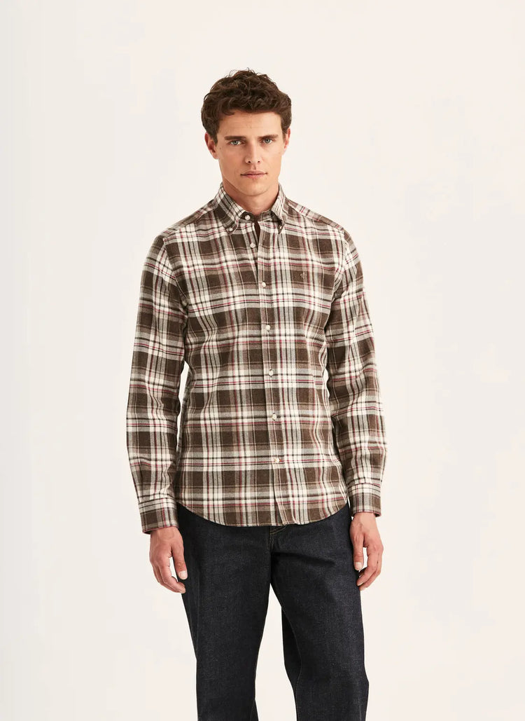 Happy Flannel Check Shirt-Classic Fit - 80 Brown