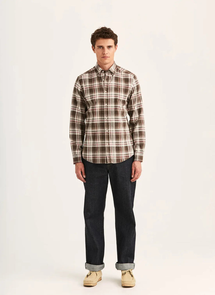 Happy Flannel Check Shirt-Classic Fit - 80 Brown