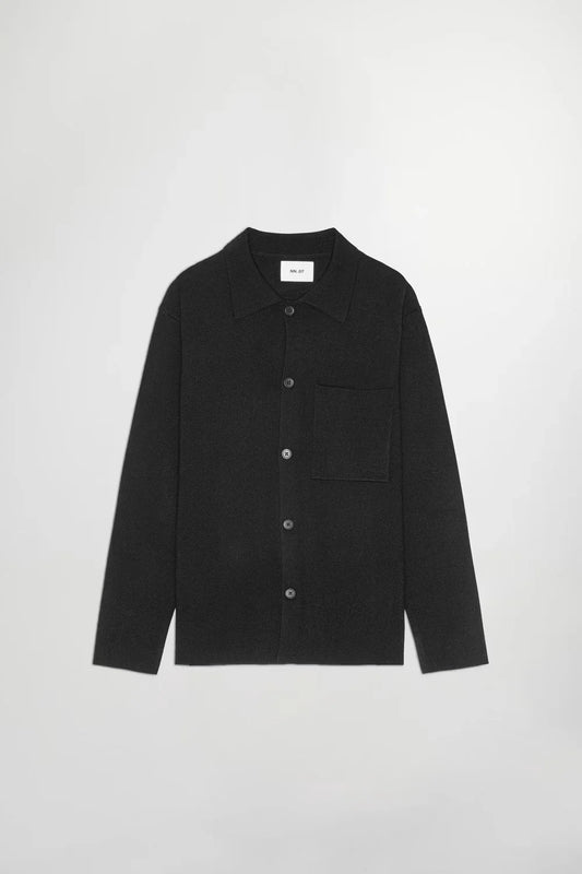 NN07 svart overshirt herr med bröstficka och knappar