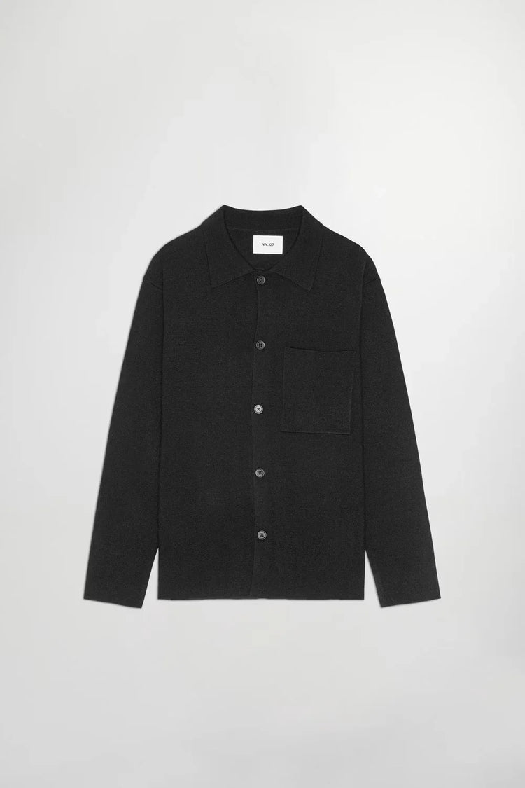 NN07 svart overshirt herr med bröstficka och knappar