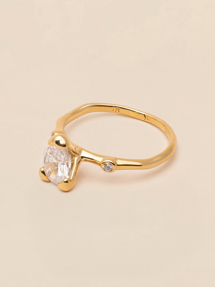 Embla ring - Crystal 925 Sterling Silver, 18k gold plating