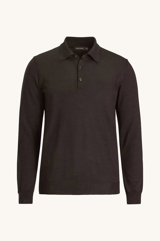 Melvin Poloshirt herr långärmad brun flanell polotröja