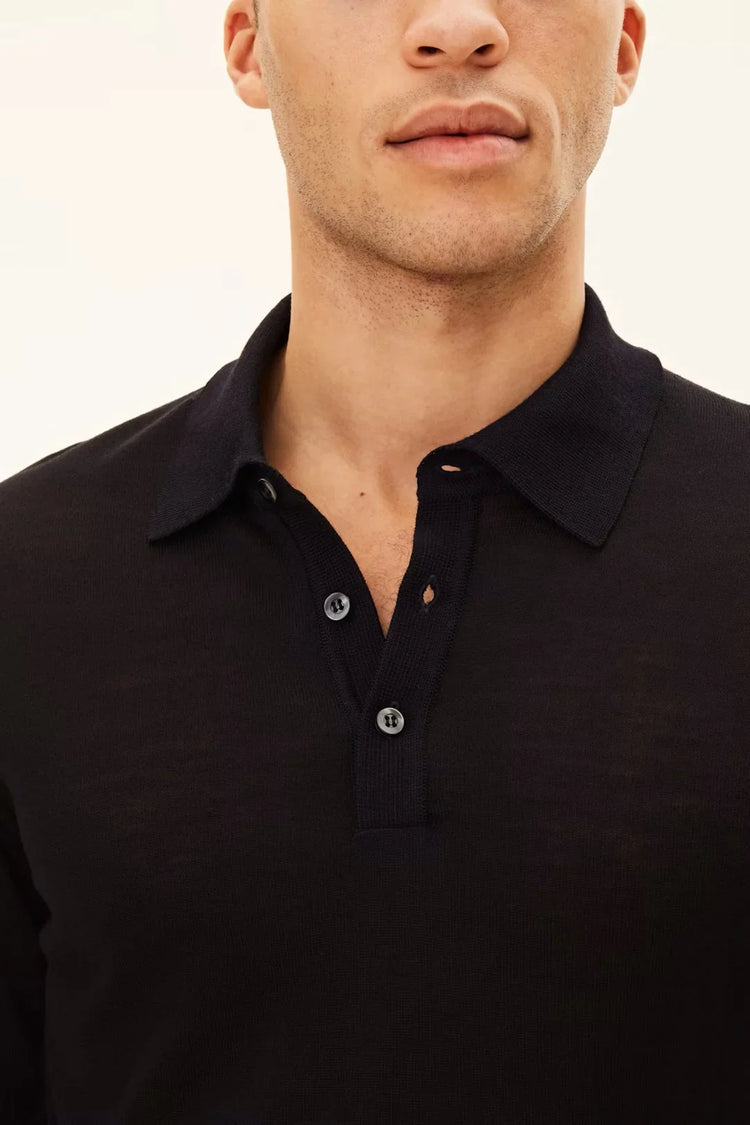 Melvin poloshirt herr pikétröja i mörkblå, klassisk knappslå och krage
