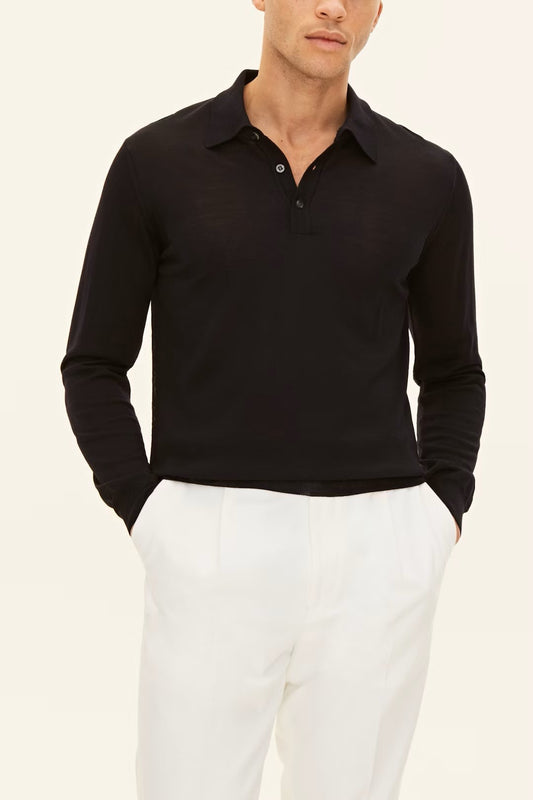 Regular Fit Piké Extra Fine Merinoull - Night Blue