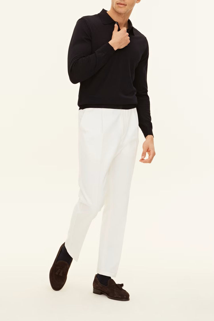 Regular Fit Piké Extra Fine Merinoull - Night Blue