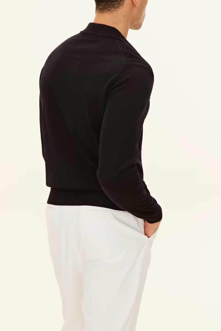 Regular Fit Piké Extra Fine Merinoull - Night Blue