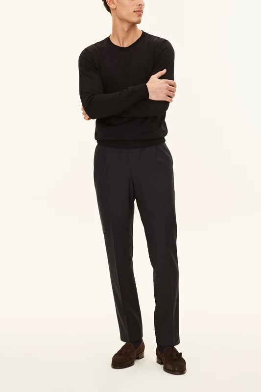 Regular Fit Rundhalsad Tröja Extra Fine Merinoull - Night Blue