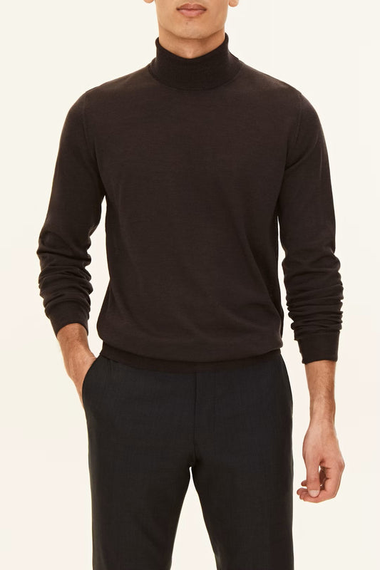 Regular Fit Polotröja Extra Fine Merinoull - Brown Flannel