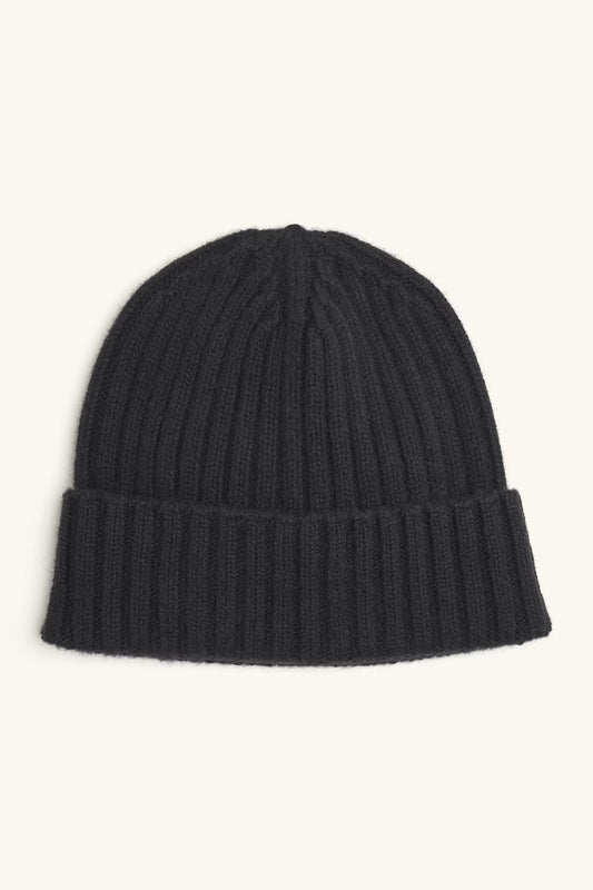 Stickad Kashmir Mössa - Svart