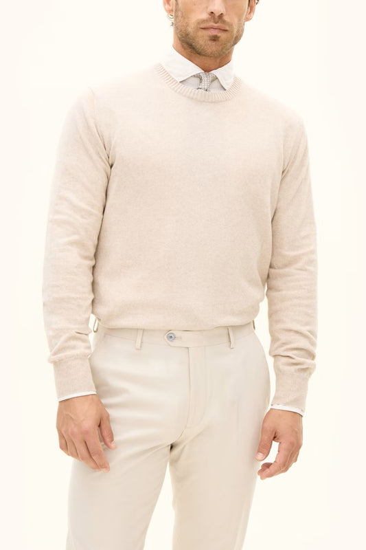 Regular Fit Rundhalsad Tröja Bomull-Kashmir -  Beige