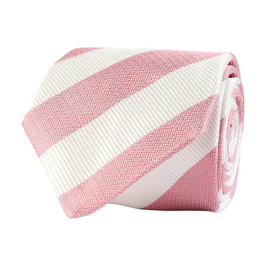 Rosa och vitrandig slips för herr, klassisk accessoar till kostym