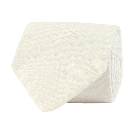 Klassisk enfärgad offwhite slips i texturerat tyg för herrkläder