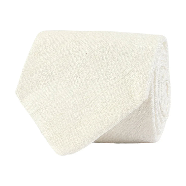 Klassisk enfärgad offwhite slips i texturerat tyg för herrkläder